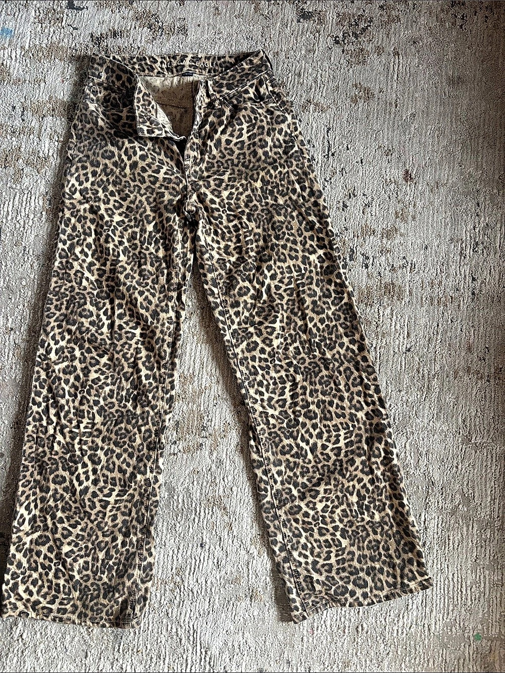 American Eagle Leopard Straight Leg Jeans